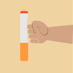hand holding a cigarette. Vector illustration in flat design style.