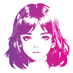 stencil of a girl on a transparent background, the ability to change color and size. Gallagrasma, color gradient, bright stencil, sticker. A design element, a pattern for fabric. Illustrations and vec