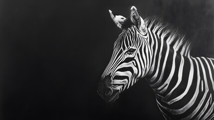 Fototapeta premium portrait of zebra. Black and white version. 