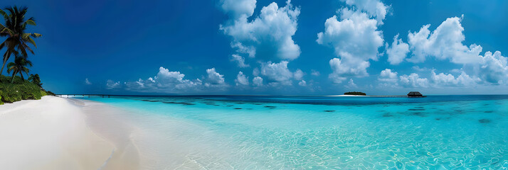 Beautiful beach with palms and turquoise sea