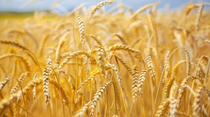 Fototapeta premium Mature wheat ready for harvest with a copy space image