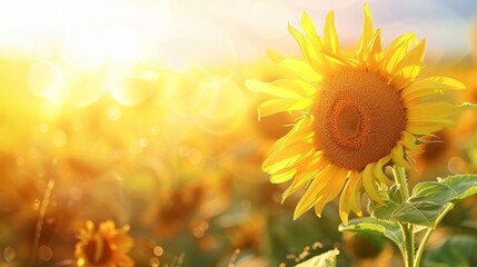 Obraz premium Sunflowers Blooming in the Golden Hour