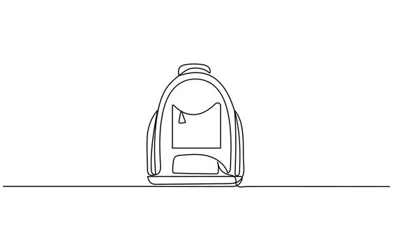 recommend clip art: Single one line drawing of school bag for kindergarten student. Back to school minimalist, education concept, Continuous one line drawing of school bag or backpack. School bag outline vector 