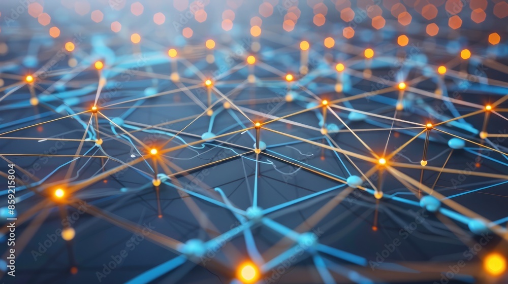Poster a network of interconnected lines and data in the digital age, generative ai