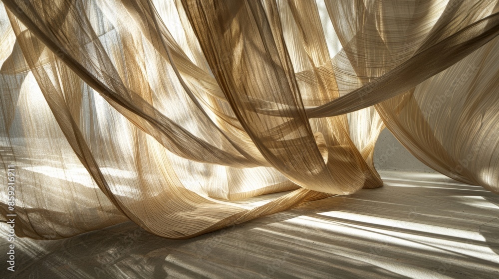 Poster the fabrics movement creates a mesmerizing display of light and shadow on the ground.