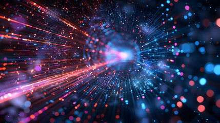 Abstract technology background of high speed global data transfer, ultra fast broadband and connection, digital explosion, cyber tech motion