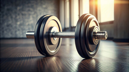 Dumbbell in a gym for fitness and bodybuilding