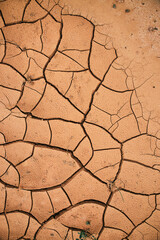 Cracked earth in desert. Takir, takyr soils. Landform, drying out saline soil. Drying cracks forming a characteristic pattern in clay soil. Natural background. World climate change, water crisis