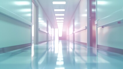 Obraz premium Abstract blur luxury hospital corridor. Blur clinic interior background with defocused effect. Healthcare and medical concept