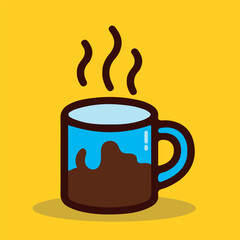 vector art of hot coffee on a cup. isolated against the background