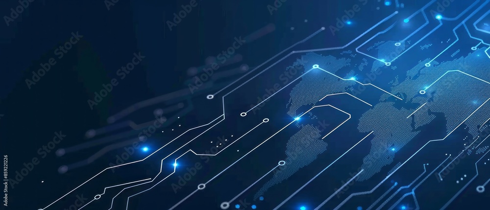 Aufkleber digital world map with illuminated circuitry