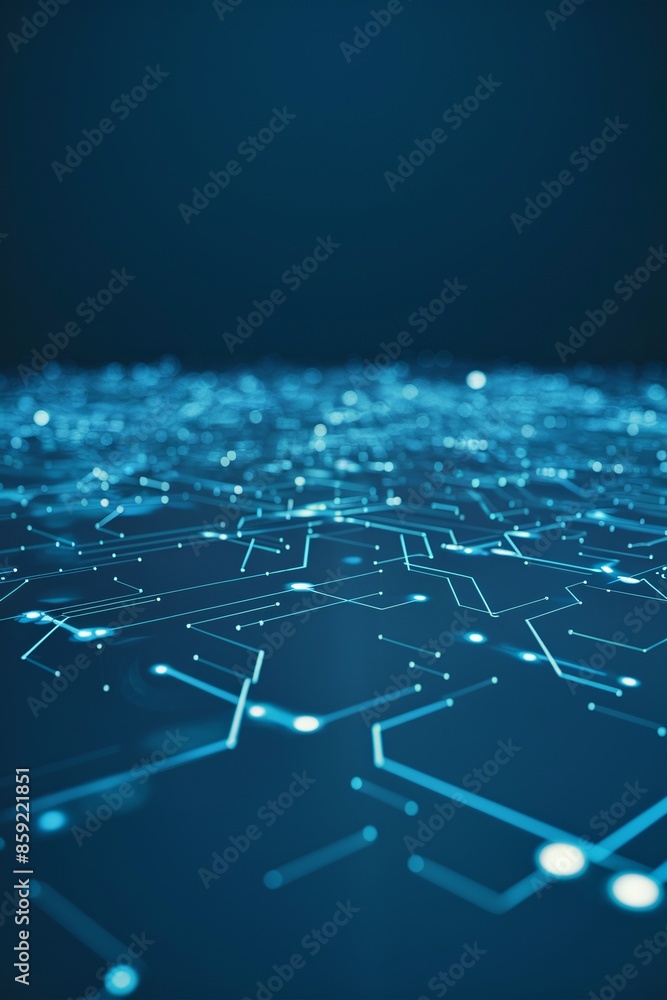 Poster sleek and modern 3d render of a minimalist technology network with glowing lines