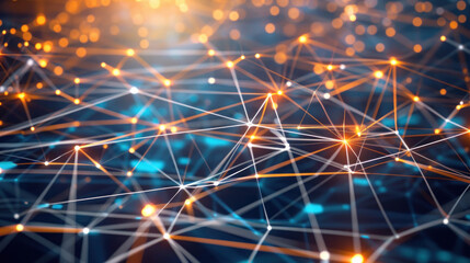 Digital visualization illustrating B2B marketing strategy with interconnected networks and data flow, symbolizing collaboration and growth.
