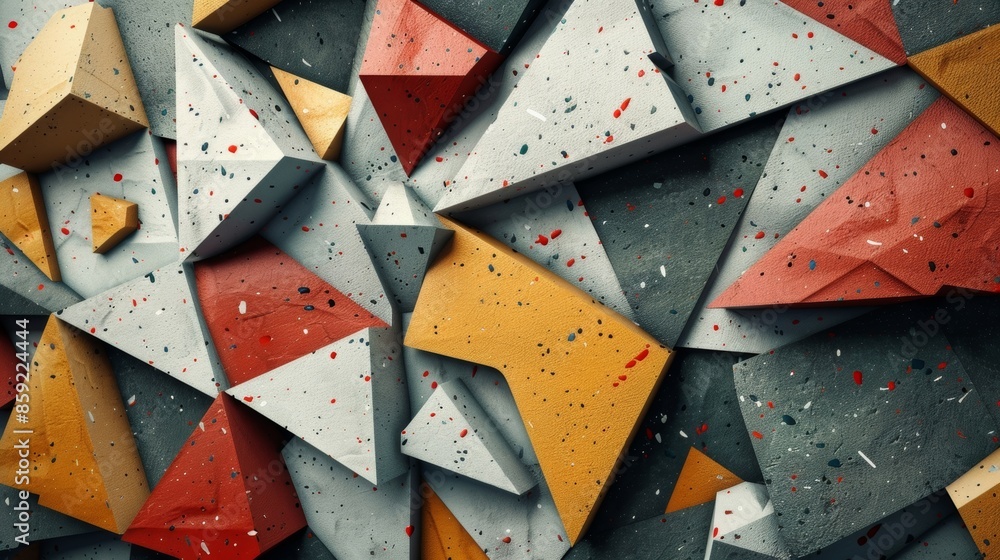 Poster an explosion of geometric tiles featuring a multitude of shapes and colors for a modern yet playful 