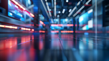 Contemporary digital news broadcasting backdrop featuring chroma key functionality. Concept TV Studio Set, Chroma Key, Digital News, Contemporary Design