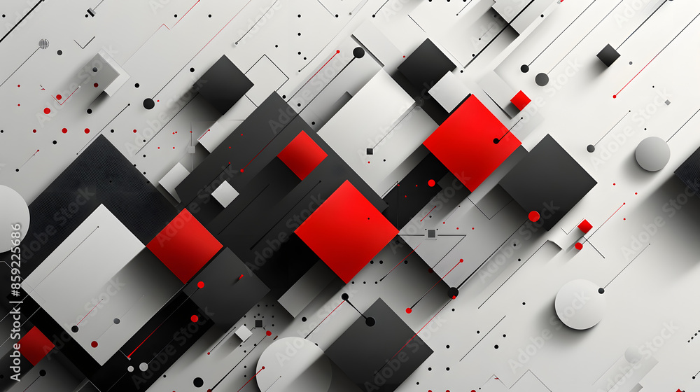 Poster Design a compelling geometric presentation with Red white