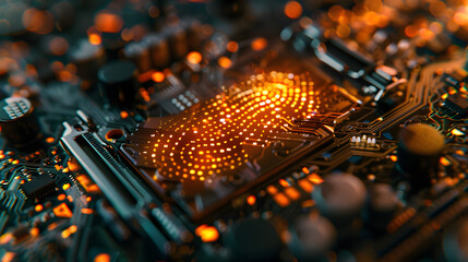 digital fingerprint on motherboard backgrounds, digital security and access concepts