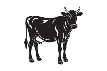 cow animal silhouette black vector style white background
