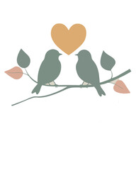 birds love on branch valentine silhouette vector art