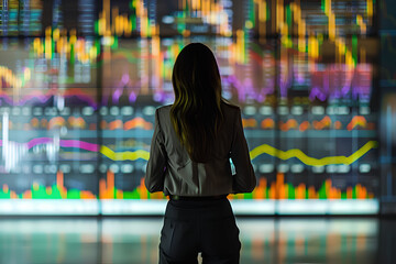  Woman Observing Stock Market Data on a Digital Screen