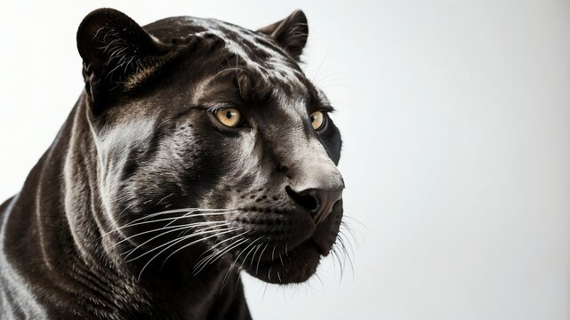 panther side view portrait on plain white background