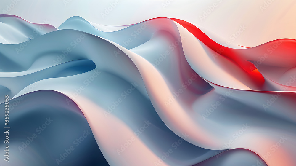 Poster modern abstract composition of blue and gradient red curv