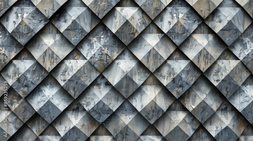 Aufkleber a mosaic made of small diamondshaped tiles forming a repeating pattern with a 3d effect.