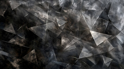 Abstract background of triangles of different sizes, dark and smoky tones, with smudged edges.