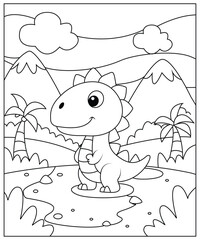 Dinosaur coloring page for kids and adults 