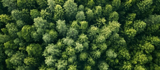 Summer in forest aerial top view. Green woods, top view. Shot from a drone. Nature concept