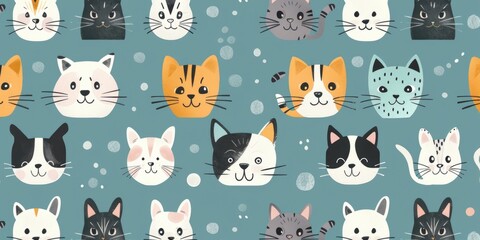 cats and dogs pattern. ai generated