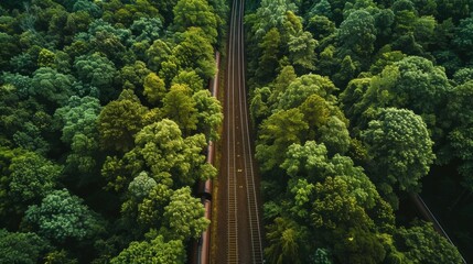 The forest is alive with vibrant shades of green as the train passes through.