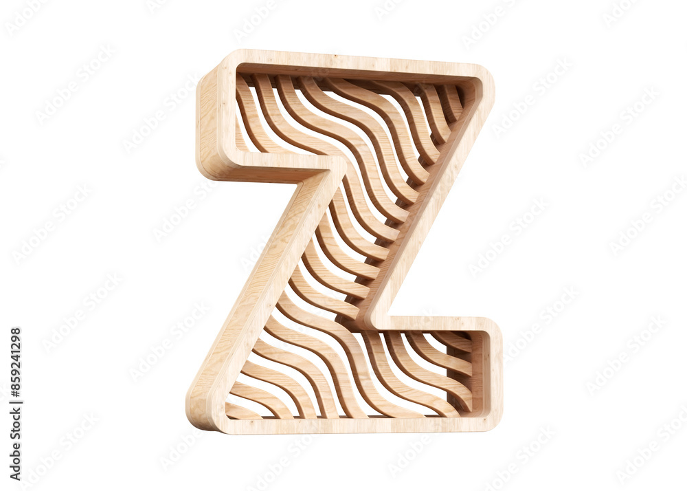 Aufkleber 3d letter z made of light wood with wavy pattern. high-resolution font suitable for headers, posters