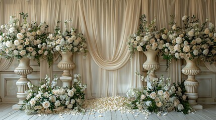 Romantic Wedding Ceremony Decor with White Roses