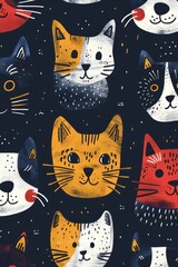 cats and dogs pattern. ai generated