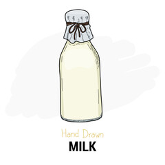 Hand drawn colorful Milk isolated on background