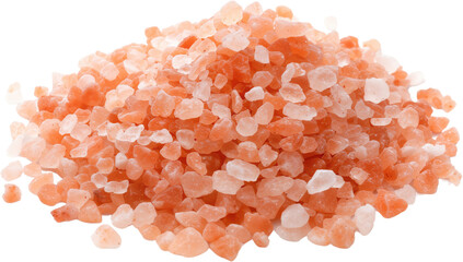 Himalayan Pink Salt Crystals on White Background