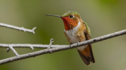 A cute tiny Allen's Hummingbird, flying bird