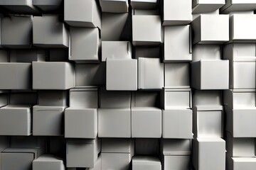 Random shifted white cube boxes block background wallpaper banner with copy space Generative AI 