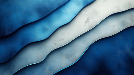 The image is a blue and white striped design that appears to be made of paper. The stripes are of varying widths and the blue and white colors are prominent. The design seems to be abstract