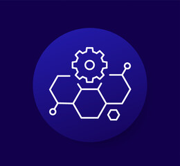 bioengineering and biotechnology icon, line vector