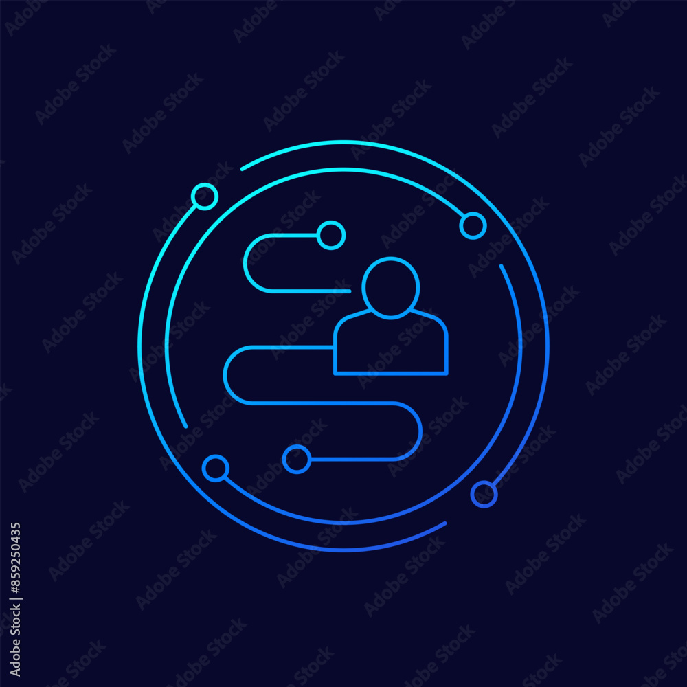 Poster user journey icon in linear design