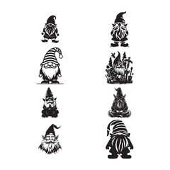 set of gnome's vector art silhouette design 