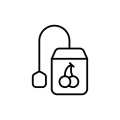 Cherry tea outline icons, minimalist vector illustration ,simple transparent graphic element .Isolated on white background