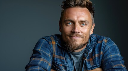 Fototapeta premium Young handsome man wearing casual clothes happy face smiling with crossed arms looking at the camera. positive person. 