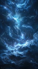 Mesmerizing Cosmic Lightning Display in Starry Night Sky with Ethereal Grace