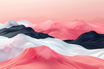 A mountain range with pink and black colors. Generative AI
