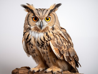 Fototapeta premium A Portrait of a owl on an isolated background