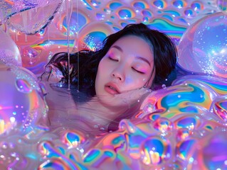 Medium shot of collage art, vhs quality, analog damage filter, dripping paint, avalanche, waves