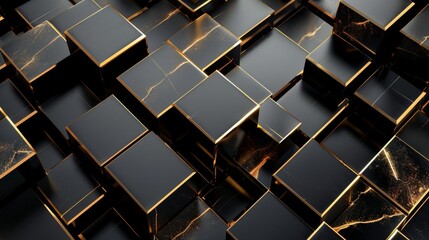 Abstract Black and Gold Cubes